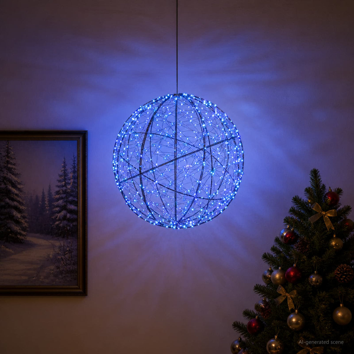 Χριστουγεννιάτικη Φινάλε Φωτιστικό 750 LED Μπλε Ø 50 x 52 cm - Pakobazaar