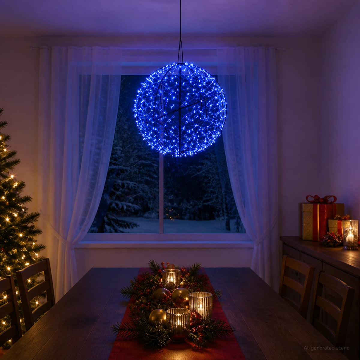 Χριστουγεννιάτικη Φινάλε Φωτιστικό 750 LED Μπλε Ø 50 x 52 cm - Pakobazaar