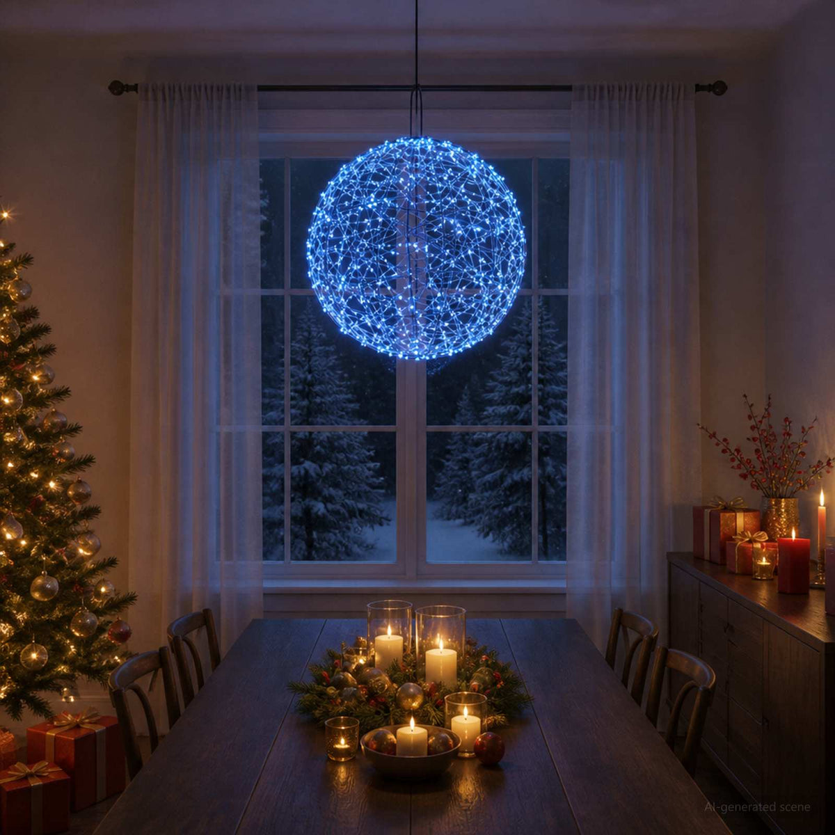 Χριστουγεννιάτικη Φινάλε Φωτιστικό 950 LED Μπλε Ø 60 x 63 cm - Pakobazaar