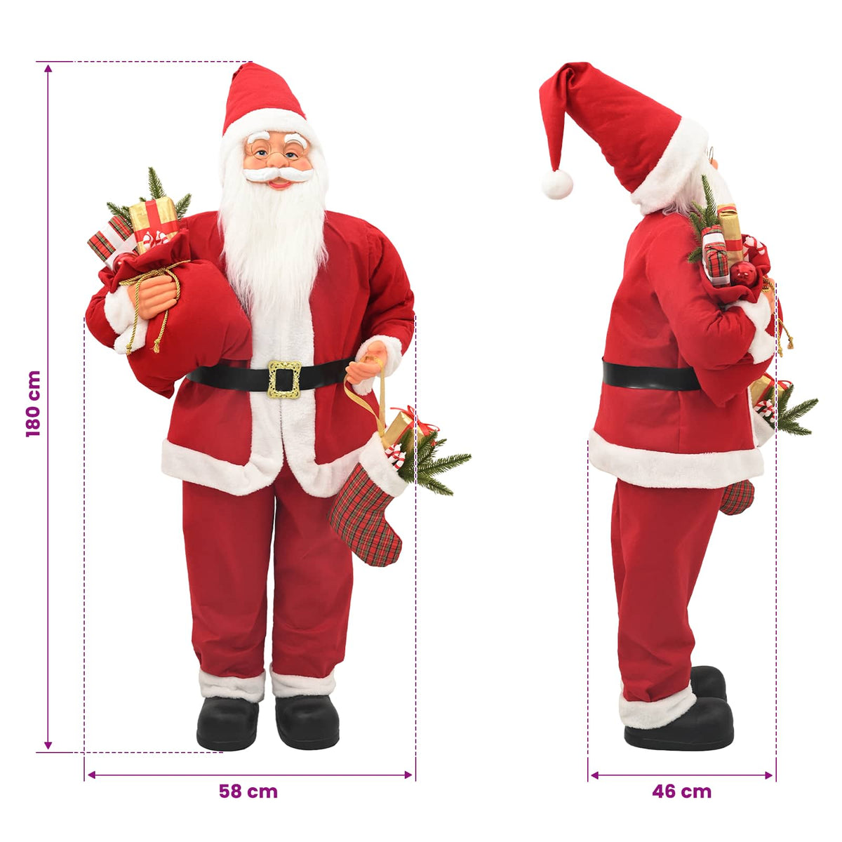 Φιγούρα Άγιος Βασίλης Κόκκινο 180 cm Πολυεστέρας - Pakobazaar