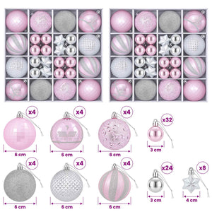 Σετ Χριστουγεννιάτικων Μπαλών 88 τμχ. ροζ και ασημί Ø 6 cm