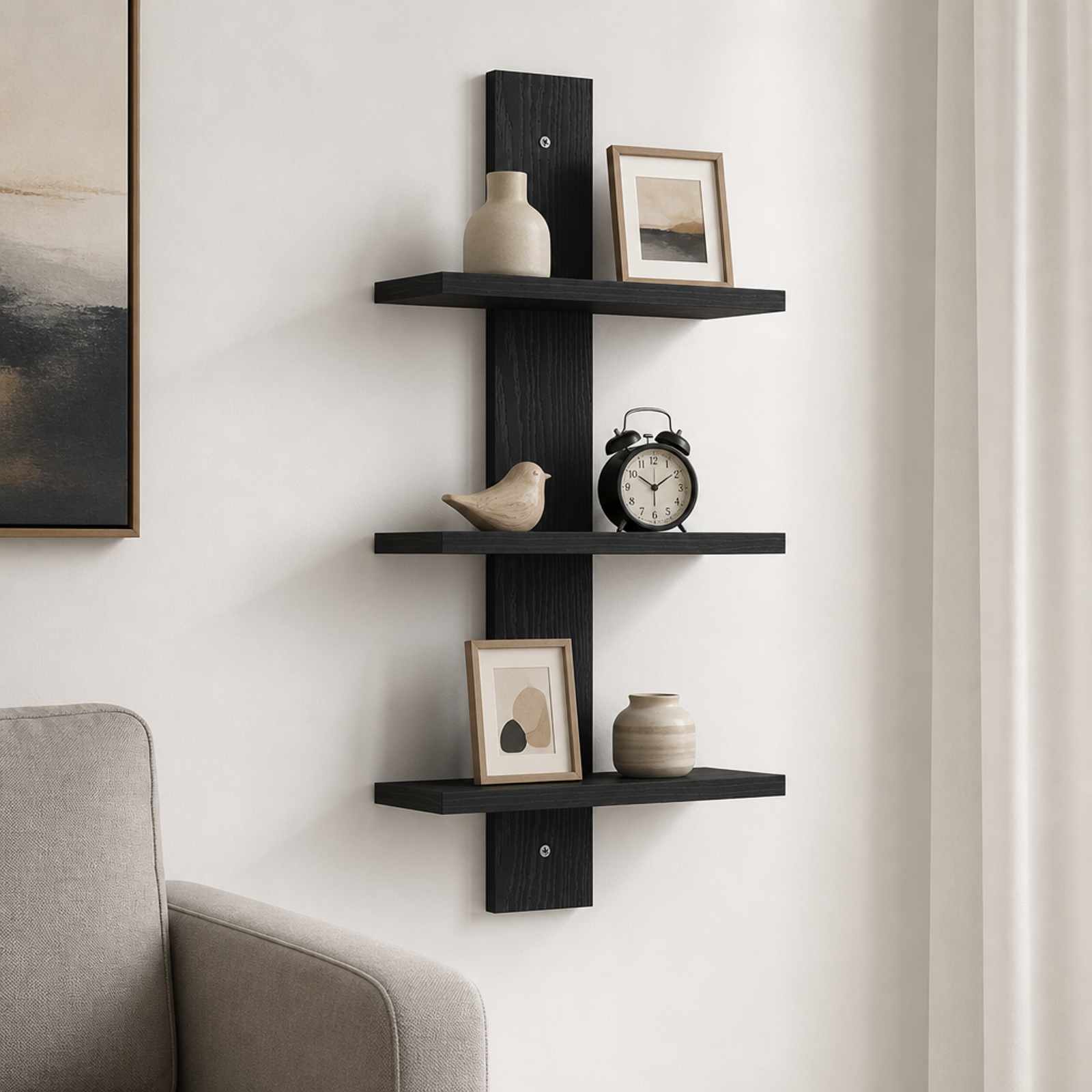 Ράφι Τοίχου Μαύρη Δρυς 30 x 13.5 x 64.5 cm Επεξεργασμένο Ξύλο