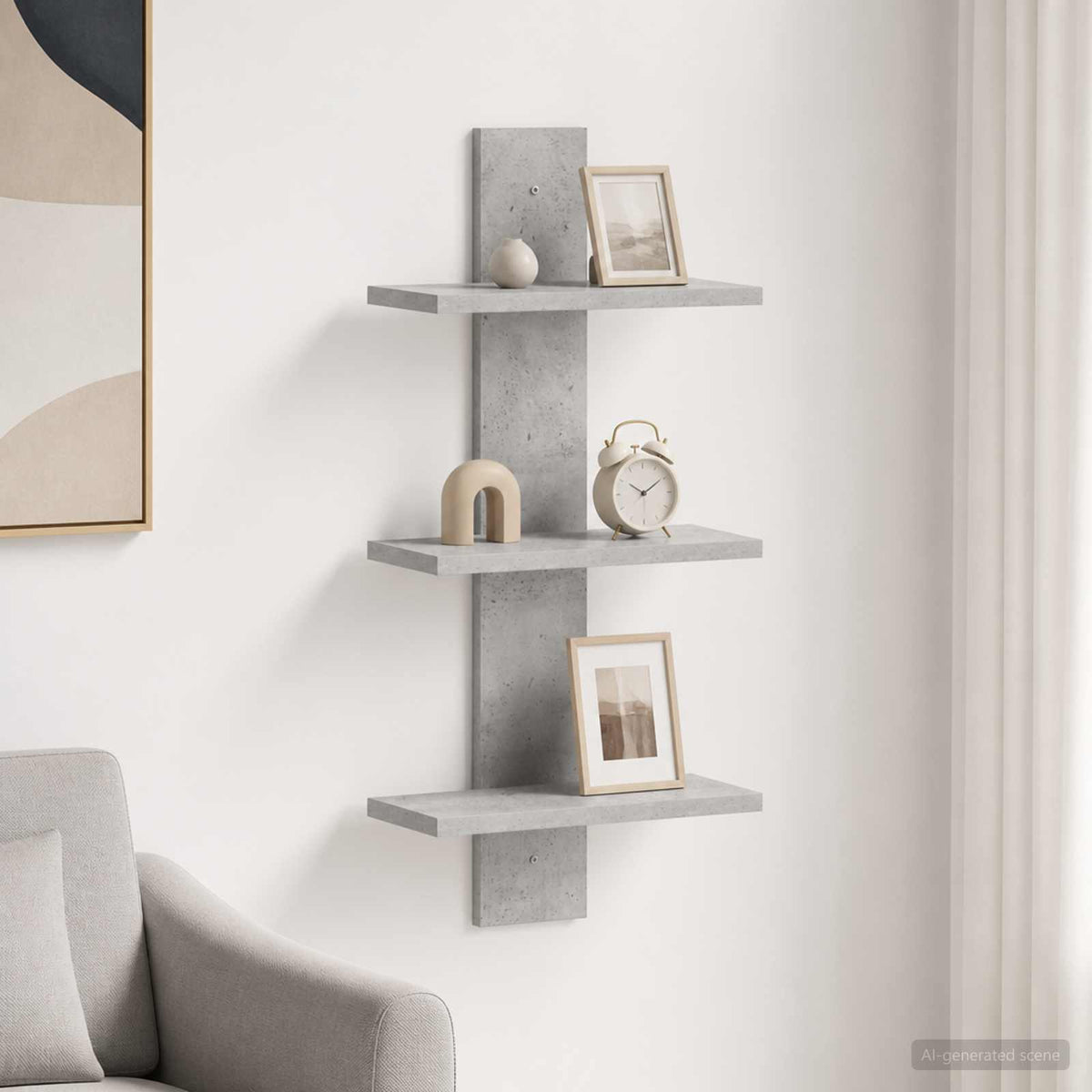 Ράφι Τοίχου Γκρι Σκυροδέματος 30 x 13,5 x 64,5 cm