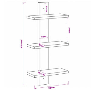 Ράφι Τοίχου Ξύλο δρυός 30 x 13.5 x 64.5 cm Επεξεργασμένο Ξύλο