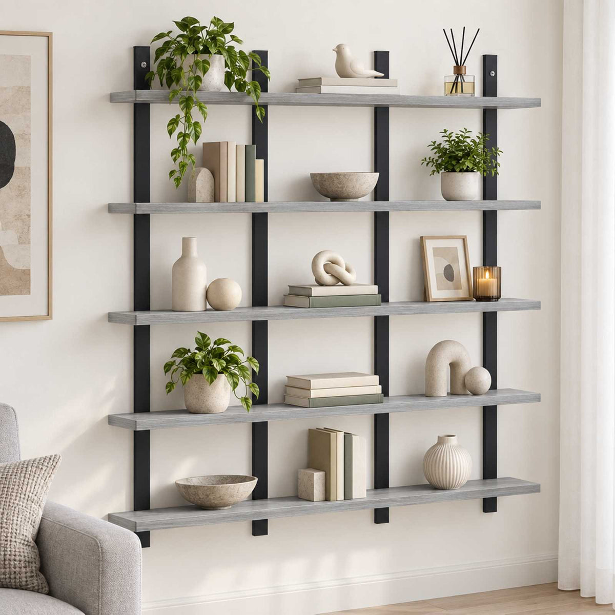 Ράφι Τοίχου Γκρι Sonoma 102 x 13.5 x 102 cm Επεξεργασμένο Ξύλο - Pakobazaar