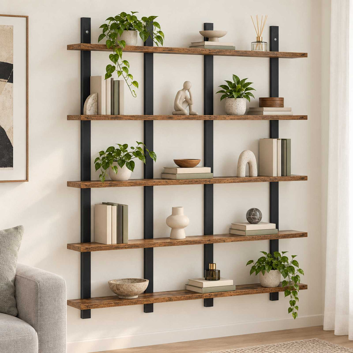 Ράφι Τοίχου Παλαιωμένο ξύλο 102 x 13.5 x 102 cm - Pakobazaar