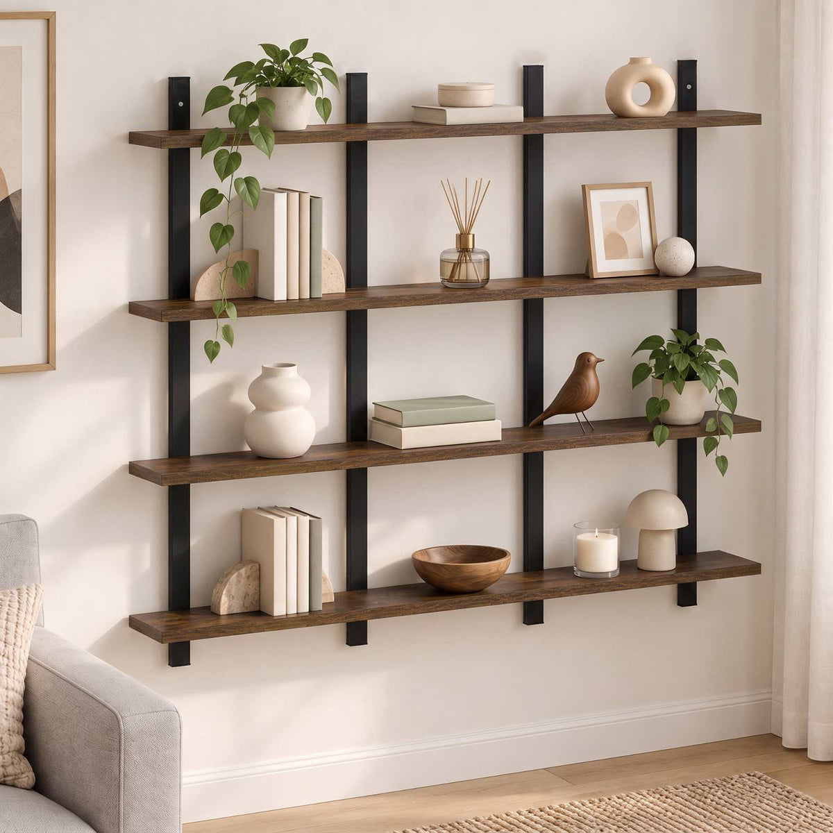 Ράφι Τοίχου Καπνισμένο Ξύλο Δρυός 102 x 13.5 x 80 cm - Pakobazaar