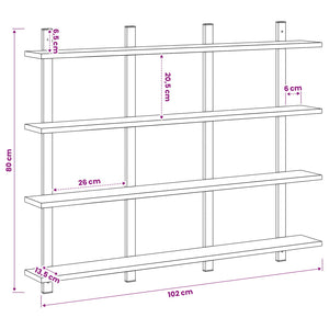 Ράφι Τοίχου Καπνισμένο Ξύλο Δρυός 102 x 13.5 x 80 cm - Pakobazaar
