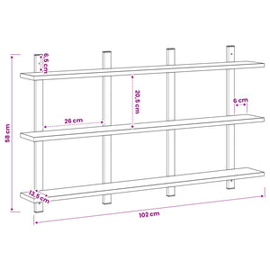 Ράφι Τοίχου Γκρι Sonoma 102 x 13.5 x 58 cm Επεξεργασμένο Ξύλο - Pakobazaar