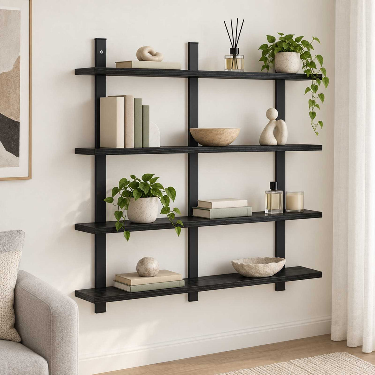 Ράφι Τοίχου Μαύρη Δρυς 79,5 x 13,5 x 80 cm Επεξεργασμένο Ξύλο
