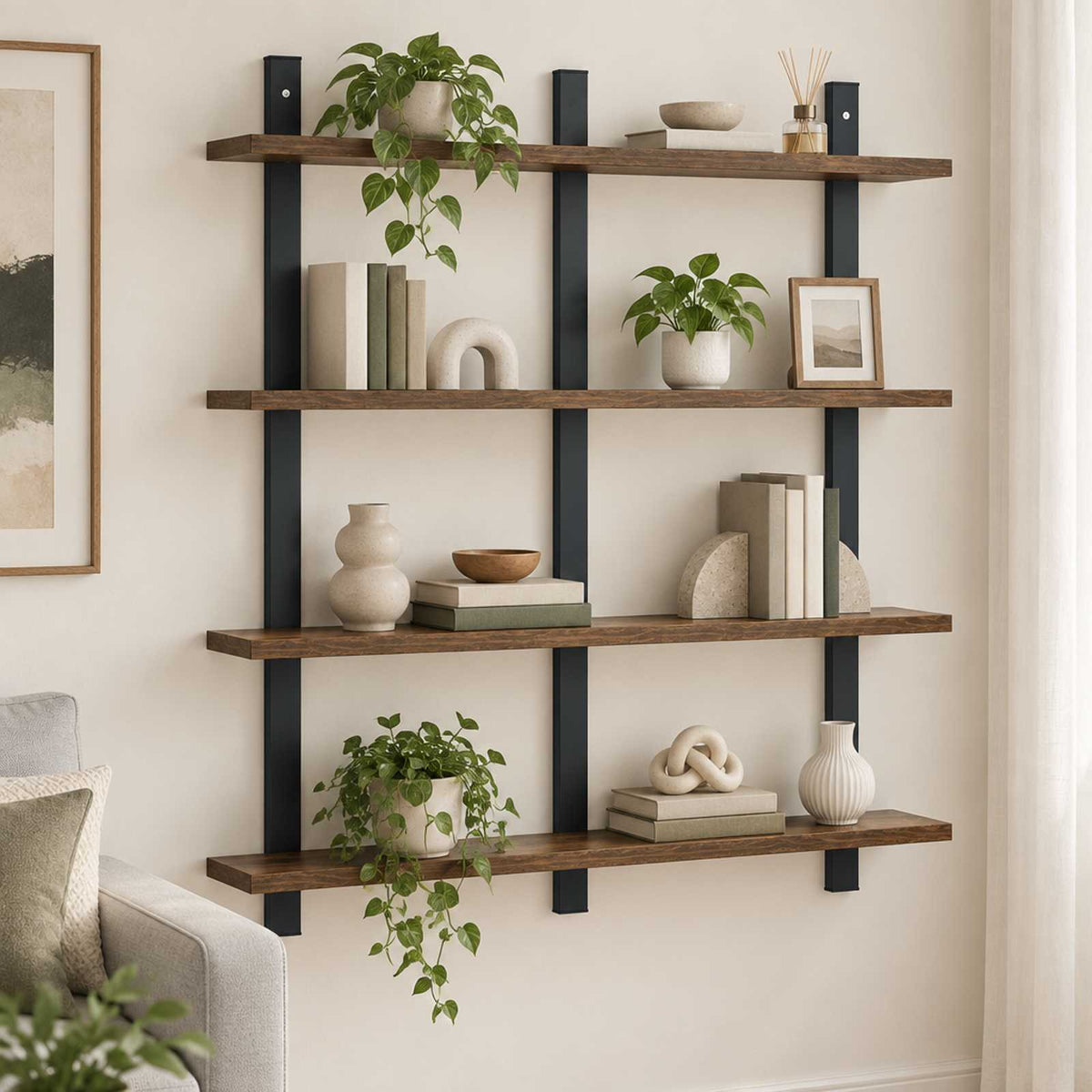 Ράφι Τοίχου Καπνισμένο Ξύλο Δρυός 79,5 x 13,5 x 80 cm - Pakobazaar