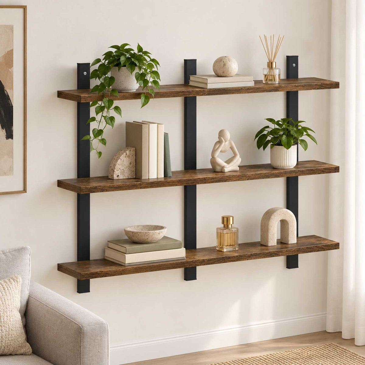 Ράφι Τοίχου Καπνισμένο Ξύλο Δρυός 79.5 x 13.5 x 58 cm - Pakobazaar