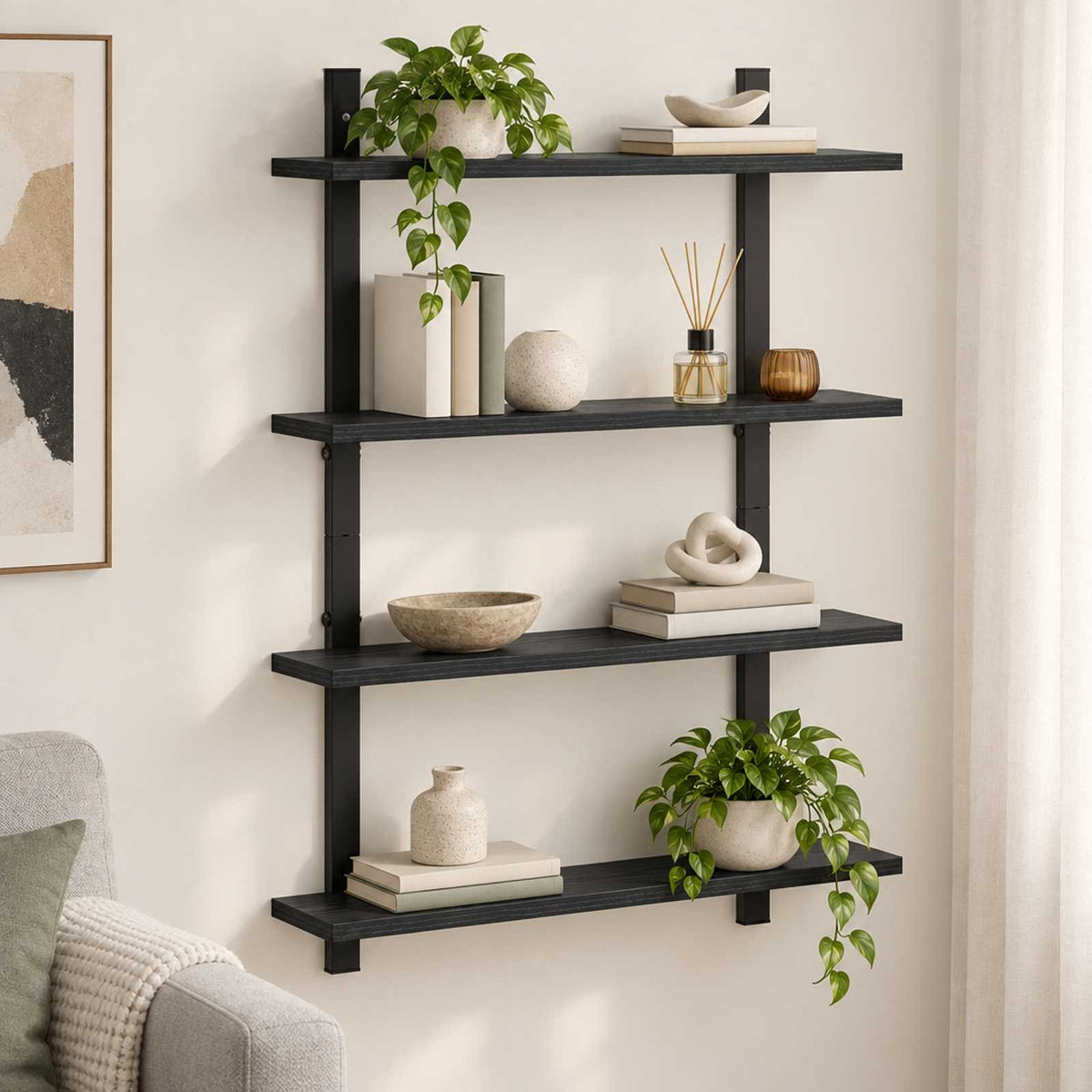 Ράφι Τοίχου Μαύρη Δρυς 60.5 x 13.5 x 80.5 cm Επεξεργασμένο Ξύλο - Pakobazaar