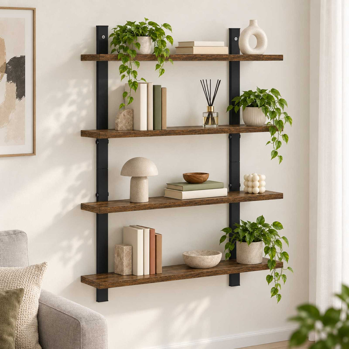 Ράφι Τοίχου Καπνισμένο Ξύλο Δρυός 60.5 x 13.5 x 80.5 cm - Pakobazaar