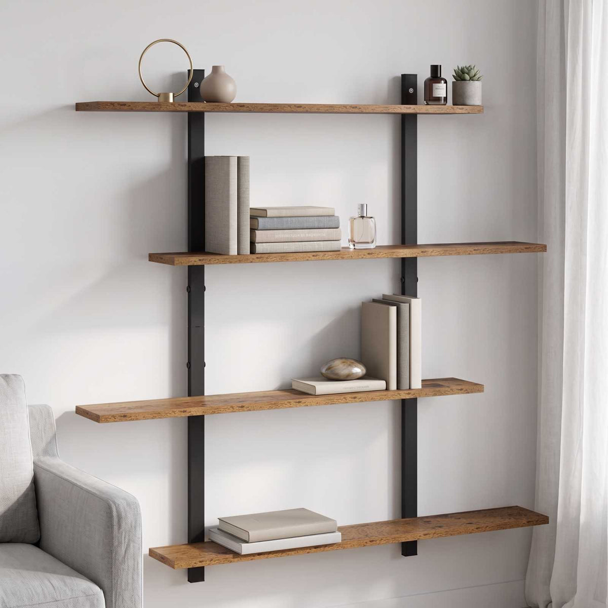 Ράφι Τοίχου Παλαιωμένο ξύλο 100 x 13.5 x 101 cm - Pakobazaar