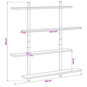 Ράφι Τοίχου Παλαιωμένο ξύλο 100 x 13.5 x 101 cm - Pakobazaar