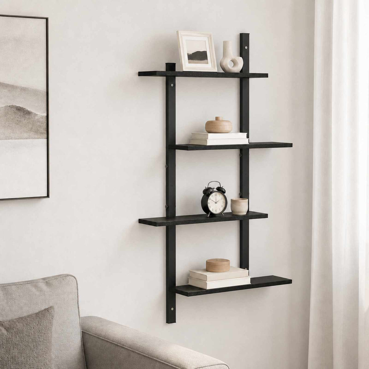 Ράφι Τοίχου Μαύρη Δρυς 61 x 13,5 x 105,5 cm Επεξεργασμένο Ξύλο