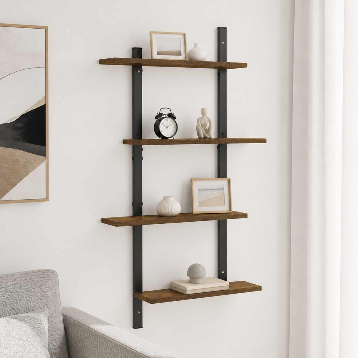 Ράφι Τοίχου Καπνισμένο Ξύλο Δρυός 61 x 13.5 x 105.5 cm
