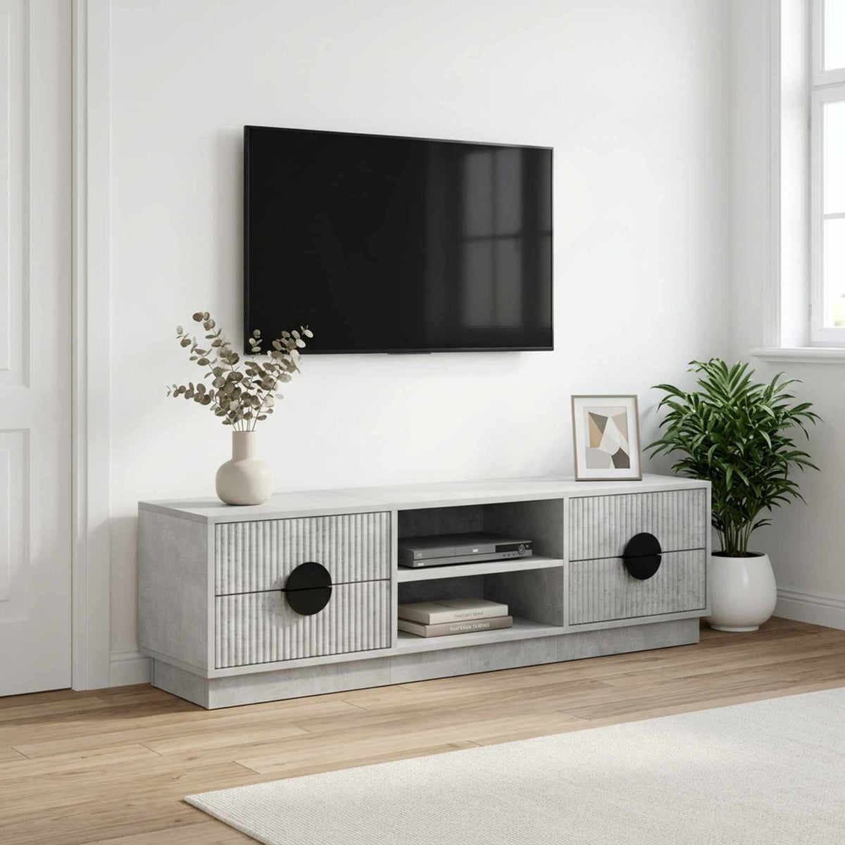 Ντουλάπι TV VENRAY 137,5 x 33 x 40 cm Γκρι Σκυροδέματος