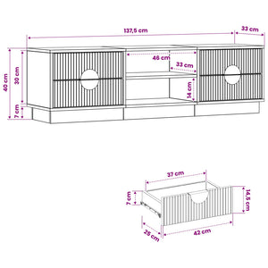 Ντουλάπι TV VENRAY 137,5 x 33 x 40 cm Γκρι Σκυροδέματος