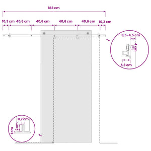 Μηχανισμός συρόμενης πόρτας 183 cm Ατσάλι Μαύρο
