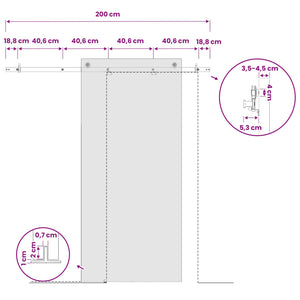 Μηχανισμός συρόμενης πόρτας 200 cm Ατσάλι Μαύρο