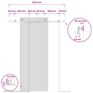 Μηχανισμός συρόμενης πόρτας 152,4 cm Ατσάλι Λευκό