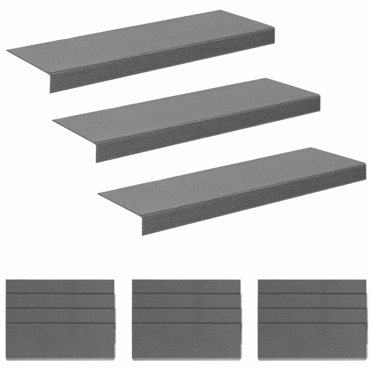Πατάκια σκάλας 15 τμχ. 65 x 21 x 4 cm Ανοιχτό γκρι Πολυεστέρας - Pakobazaar