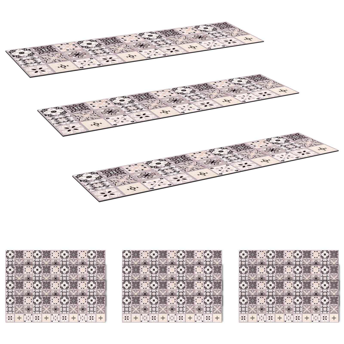 Πατάκια σκάλας 15 τμχ. 76 x 20 cm Γκρι και Μαύρο Πολυεστέρας - Pakobazaar