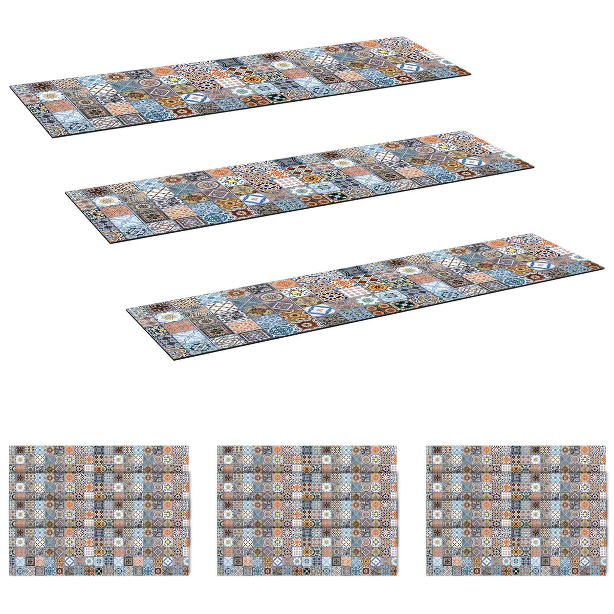 Πατάκια σκάλας 15 τμχ. 76 x 20 cm Μπλε Πολυεστέρας Ορθογώνιος - Pakobazaar