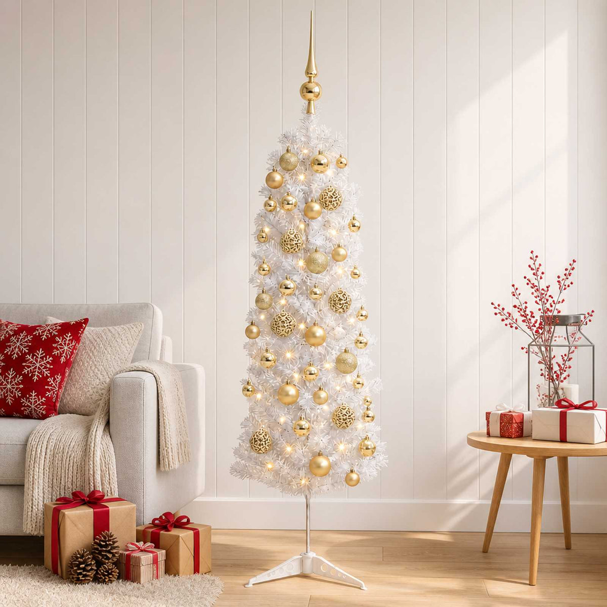 Τεχνητό λεπτό χριστουγεννιάτικο δέντρο με μπάλα 150 εκ. 150 LED