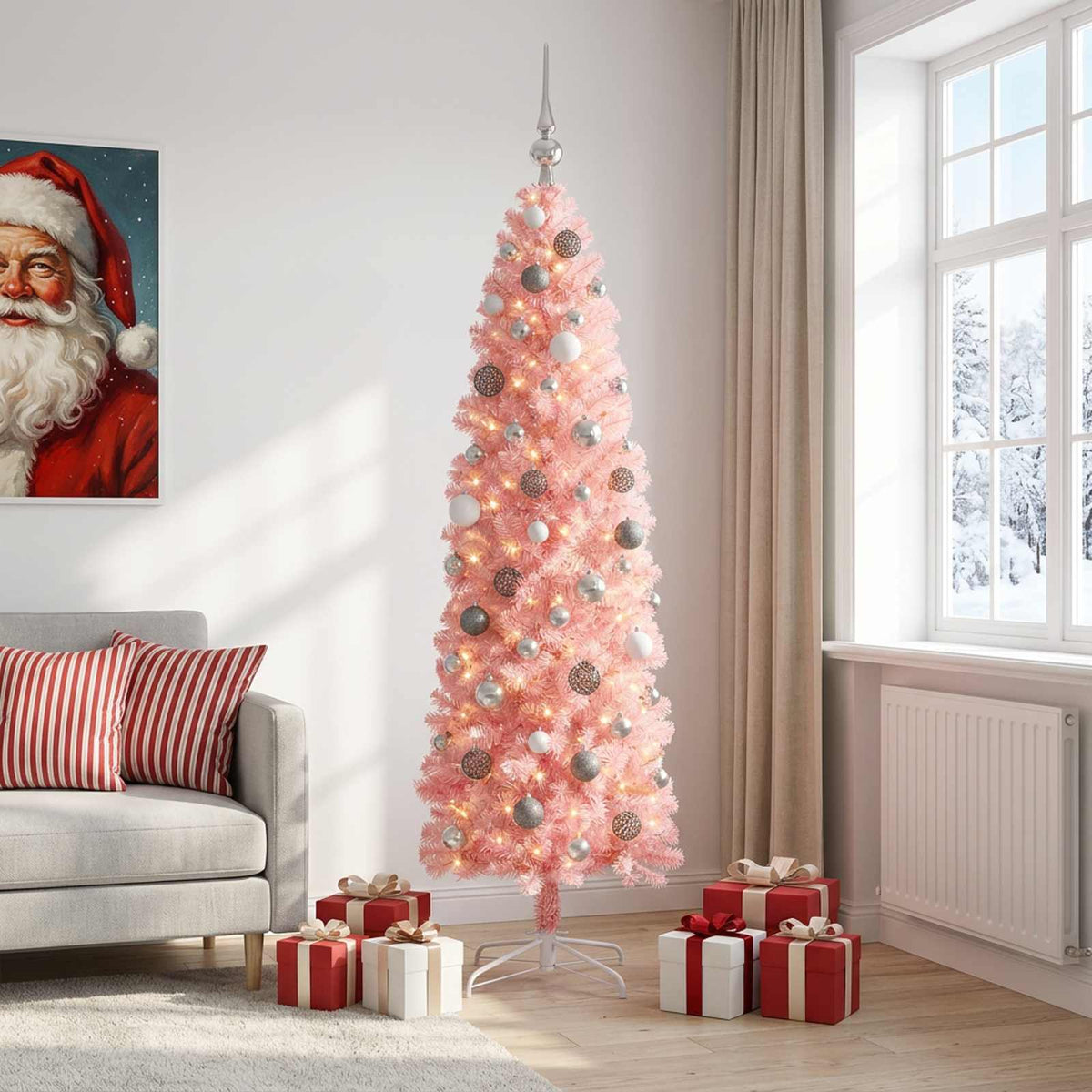 Τεχνητό Λεπτό Χριστουγεννιάτικο Δέντρο με Μπάλα 210 εκ. 300 LED - Pakobazaar