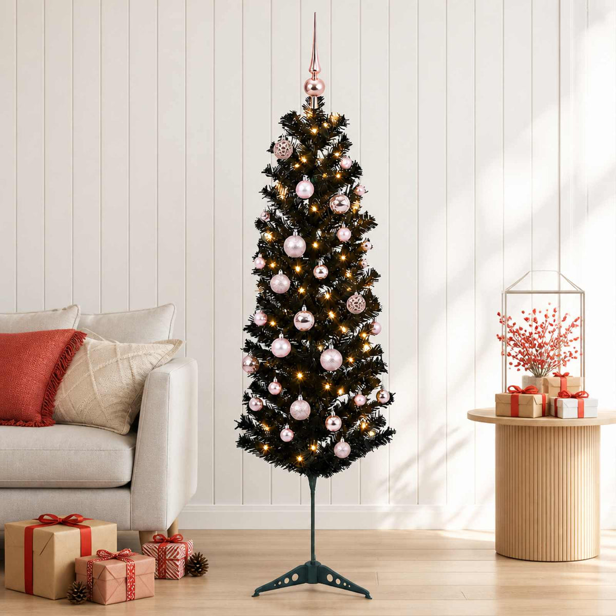 Τεχνητό λεπτό χριστουγεννιάτικο δέντρο με μπάλα 120 εκ. 150 LED