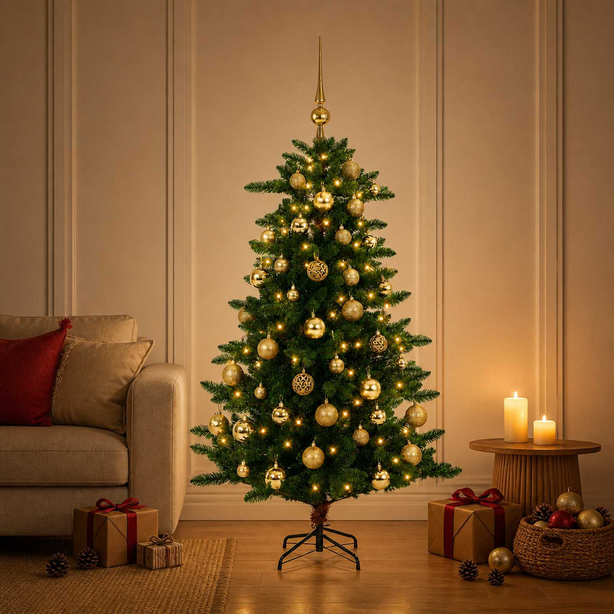 Artificial Christmas Tree with Bauble 150 εκ. 150 LED - Pakobazaar