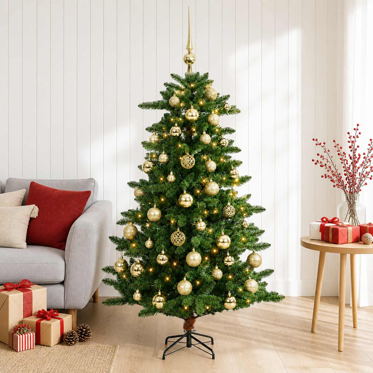 Artificial Christmas Tree with Bauble 150 εκ. 150 LED - Pakobazaar