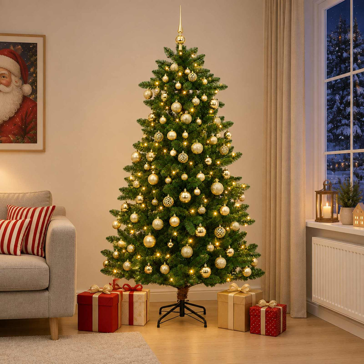 Artificial Christmas Tree with Bauble 240 εκ. 300 LED