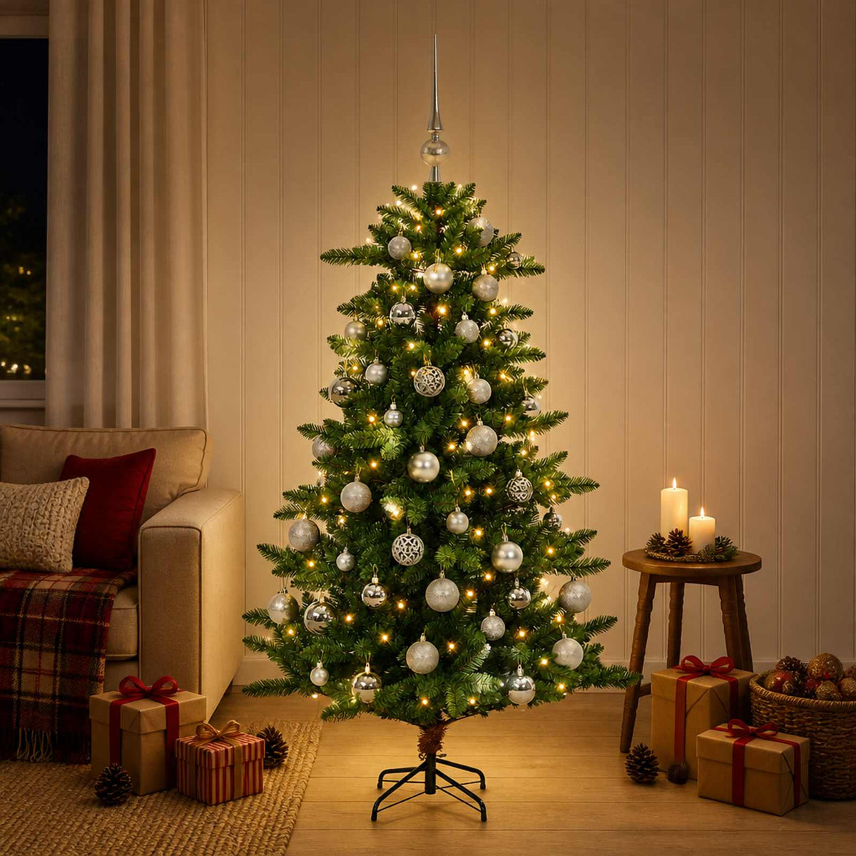 Artificial Christmas Tree with Bauble 120 εκ. 150 LED