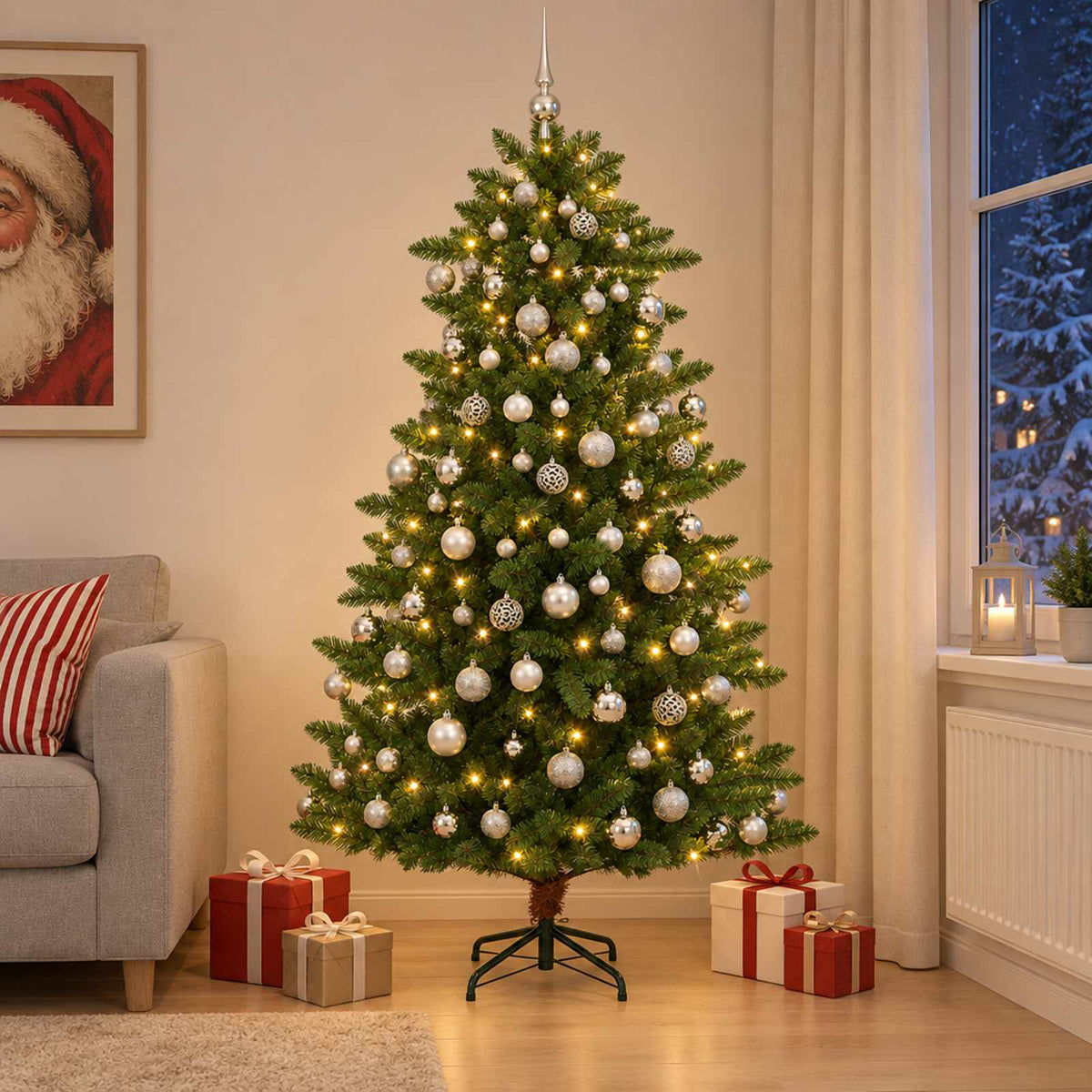 Artificial Christmas Tree with Bauble 180 εκ. 300 LED
