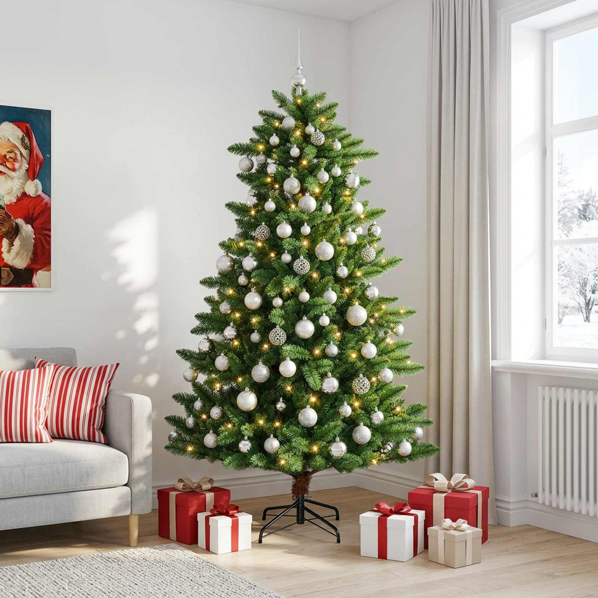 Artificial Christmas Tree with Bauble 180 εκ. 300 LED