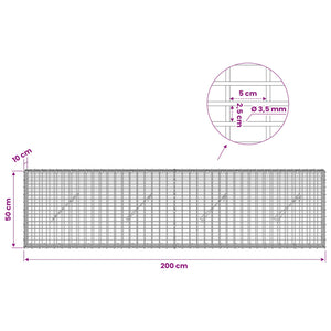 Γκαμπιόν με σύρμα 3,5 χλστ και πλέγμα 5x2,5 εκ 200x10x50 εκ - Pakobazaar