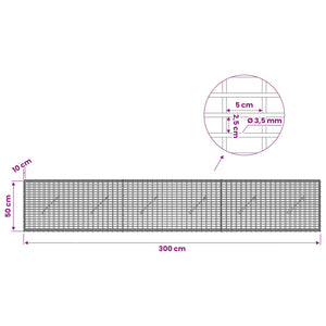 Γκαμπιόν με σύρμα 3,5 χλστ και πλέγμα 5x2,5 εκ 300x10x50 εκ - Pakobazaar