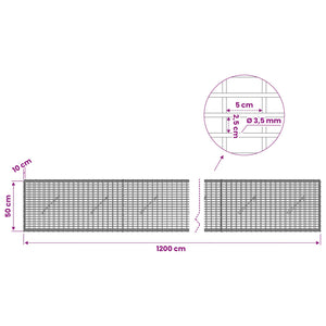 Γκαμπιόν με σύρμα 3,5 χλστ και πλέγμα 5x2,5 εκ 1200x10x50 εκ - Pakobazaar