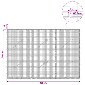 Γκαμπιόν με σύρμα 3,5 χλστ και πλέγμα 5x2,5 εκ 150x10x100 εκ - Pakobazaar