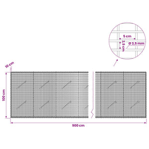 Γκαμπιόν με σύρμα 3,5 χλστ και πλέγμα 5x2,5 εκ 900x10x100 εκ - Pakobazaar