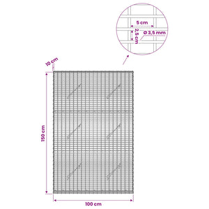 Γκαμπιόν με σύρμα 3,5 χλστ και πλέγμα 5x2,5 εκ 100x10x150 εκ - Pakobazaar