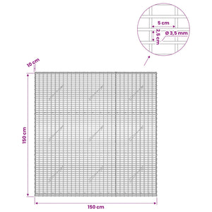 Γκαμπιόν με σύρμα 3,5 χλστ και πλέγμα 5x2,5 εκ 150x10x150 εκ - Pakobazaar