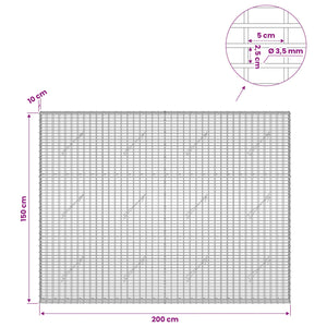 Γκαμπιόν με σύρμα 3,5 χλστ και πλέγμα 5x2,5 εκ 200x10x150 εκ - Pakobazaar