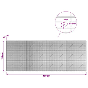 Γκαμπιόν με σύρμα 3,5 χλστ και πλέγμα 5x2,5 εκ 400x10x150 εκ