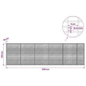 Γκαμπιόν με σύρμα 3,5 χλστ και πλέγμα 5x2,5 εκ 550x10x150 εκ