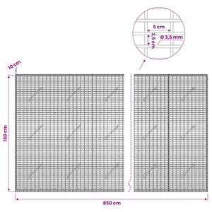 Γκαμπιόν με σύρμα 3,5 χλστ και πλέγμα 5x2,5 εκ 850x10x150 εκ - Pakobazaar